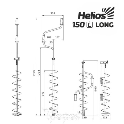 Ледобур 150 Long левое вращение, длина шнека 71см (LH-150LD-1) Helios